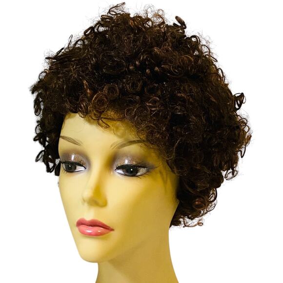 Human Hair Curly Wig ASHRO Color FS430 Brown Copper Women Teens One Size NWT - Picture 9 of 10